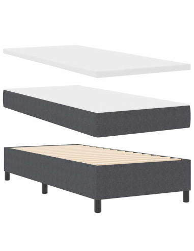 Letto a molle Grigio Scuro e Bianco 90 x 190 cm