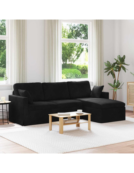 Divano Nero 228 x 134 x 80 cm Velluto