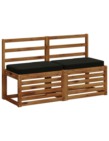 Cuscini per Panchina a 2 Pezzi VUGHT 2 pcs 100% Poliestere Nero