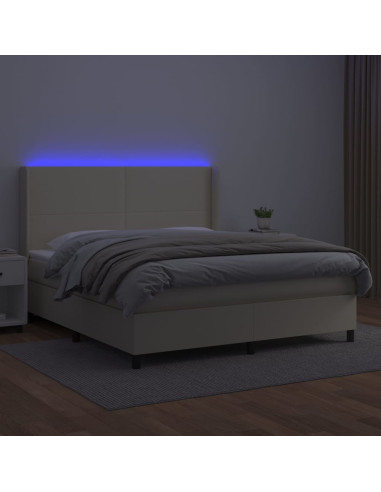 Giroletto a Molle con Materasso e LED Crema 160x200 cm