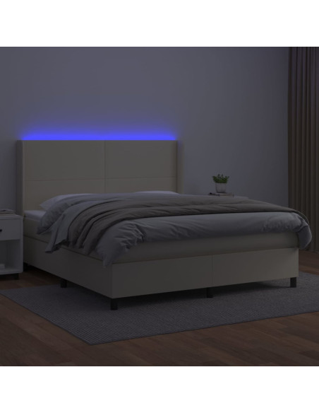 Giroletto a Molle con Materasso e LED Crema 160x200 cm