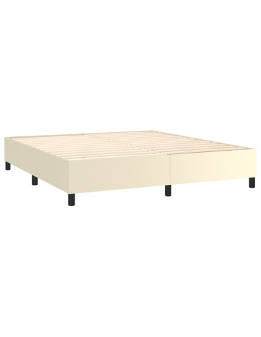 Giroletto a Molle con Materasso e LED Crema 160x200 cm