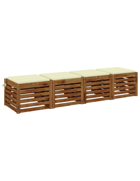 Cuscini per Sedia in 4 Pezzi SOEST 4 pz 100% Poliestere Crema