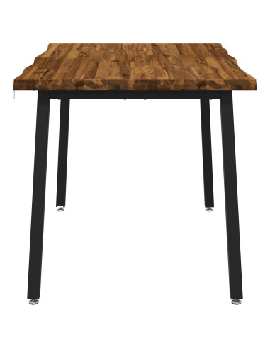 90 x 55 x 75 cm Legno di Acacia Massello Naturale e Nero