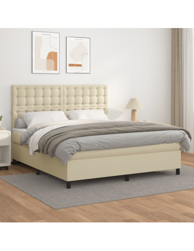 Giroletto a Molle con Materasso Crema 160x200 cm in Similpelle