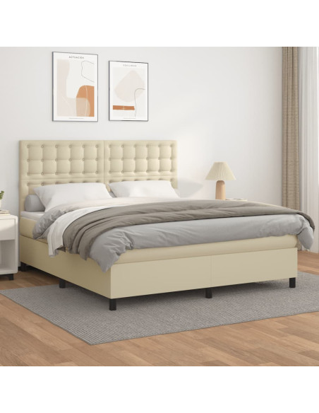Giroletto a Molle con Materasso Crema 160x200 cm in Similpelle