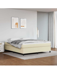 Giroletto a Molle con Materasso Crema 160x200 cm in Similpelle