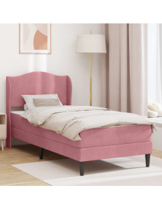 Struttura del letto con testiera Rosa 90 x 190 cm Velluto