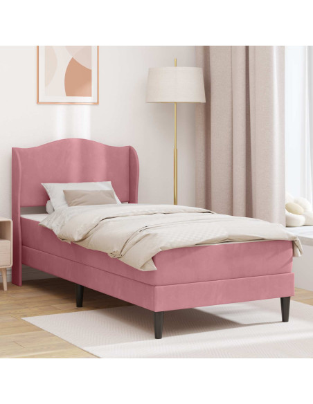 Struttura del letto con testiera Rosa 90 x 190 cm Velluto
