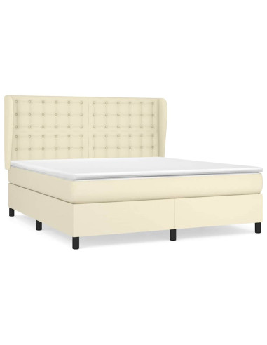 Giroletto a Molle con Materasso Crema 160x200 cm in Similpelle