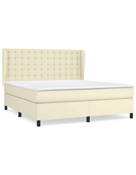 Giroletto a Molle con Materasso Crema 160x200 cm in Similpelle