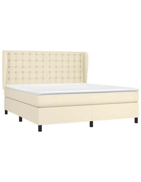 Giroletto a Molle con Materasso Crema 160x200 cm in Similpelle