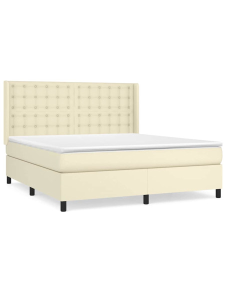 Giroletto a Molle con Materasso Crema 160x200 cm in Similpelle