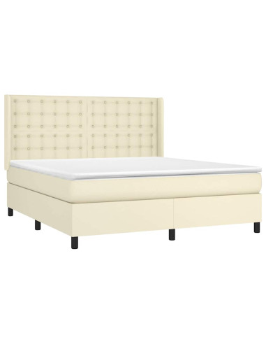 Giroletto a Molle con Materasso Crema 160x200 cm in Similpelle