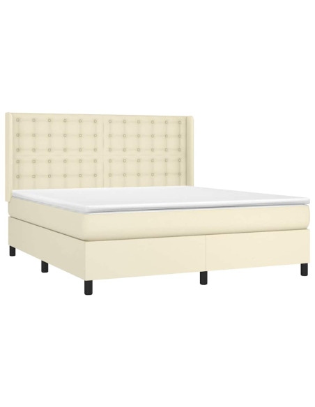 Giroletto a Molle con Materasso Crema 160x200 cm in Similpelle