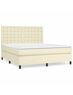 Giroletto a Molle con Materasso Crema 160x200 cm in Similpelle 2