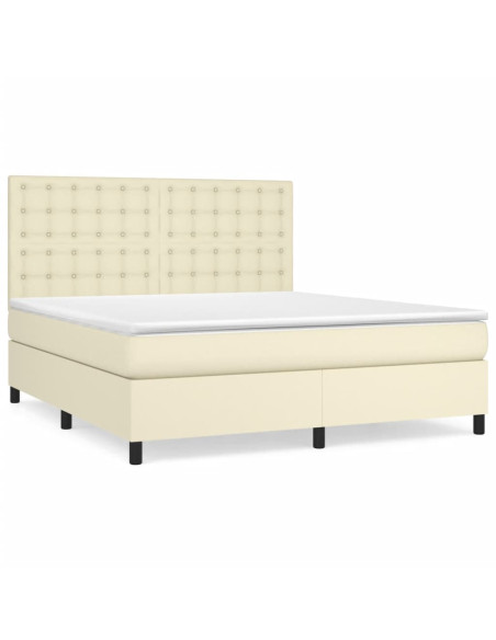 Giroletto a Molle con Materasso Crema 160x200 cm in Similpelle