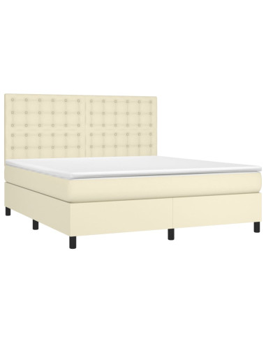 Giroletto a Molle con Materasso Crema 160x200 cm in Similpelle