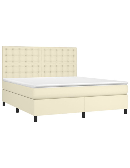 Giroletto a Molle con Materasso Crema 160x200 cm in Similpelle