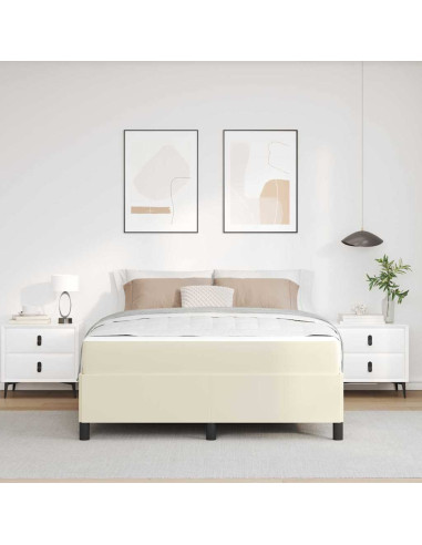 Struttura del letto con materasso Crema 160 x 200 cm Tessuto