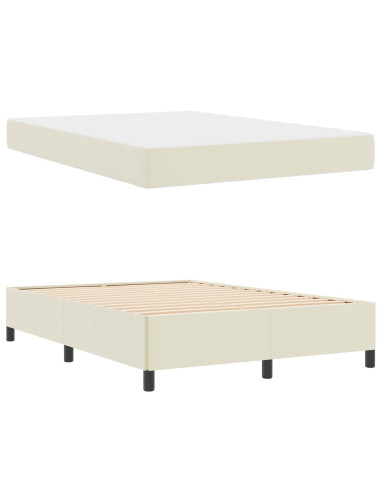 Struttura del letto con materasso Crema 160 x 200 cm Tessuto