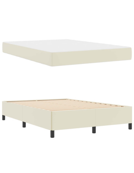 Struttura del letto con materasso Crema 160 x 200 cm Tessuto