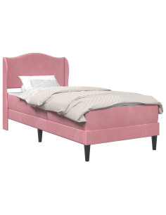 Struttura del letto con testiera Rosa 90 x 190 cm Velluto 2