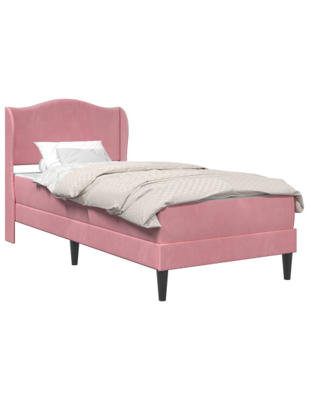 Struttura del letto con testiera Rosa 90 x 190 cm Velluto