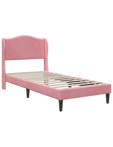 Struttura del letto con testiera Rosa 90 x 190 cm Velluto