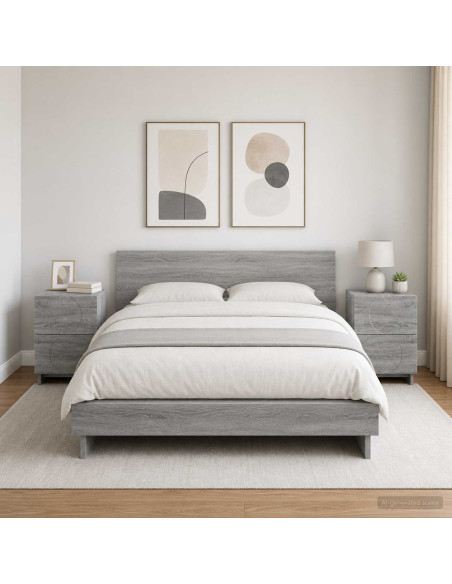Armadio da Notte 2 pz Sonoma grigio 33,5 x 34,5 x 50 cm