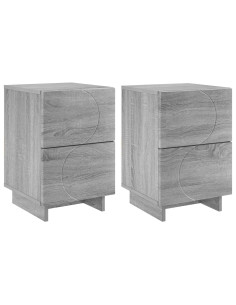 Armadio da Notte 2 pz Sonoma grigio 33,5 x 34,5 x 50 cm 2