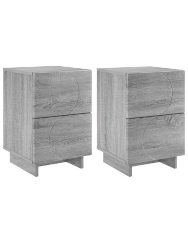 Armadio da Notte 2 pz Sonoma grigio 33,5 x 34,5 x 50 cm