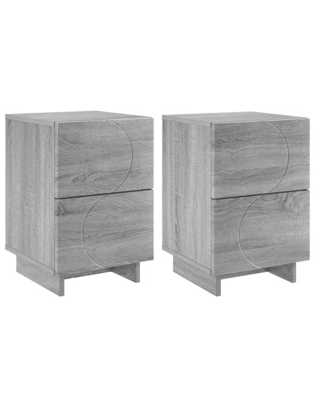 Armadio da Notte 2 pz Sonoma grigio 33,5 x 34,5 x 50 cm