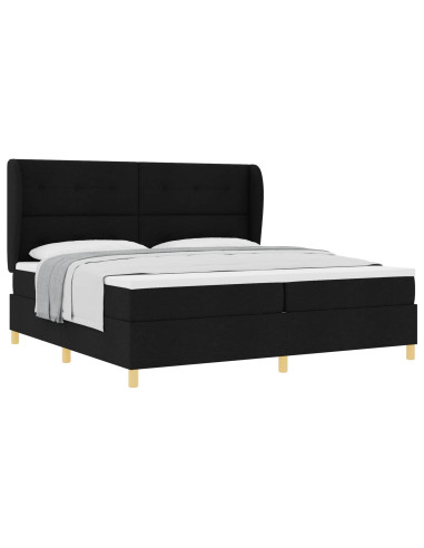 Letto a molle con testiera Nero 200 x 200 cm Tessuto