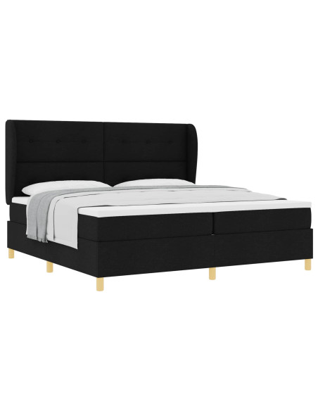 Letto a molle con testiera Nero 200 x 200 cm Tessuto