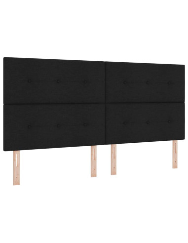 Letto a molle con testiera Nero 200 x 200 cm Tessuto