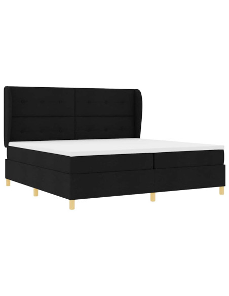 Letto a molle con testiera Nero 200 x 200 cm Tessuto