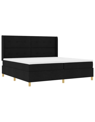 Letto a molle con strisce LED Nero 200 x 200 cm Tessuto