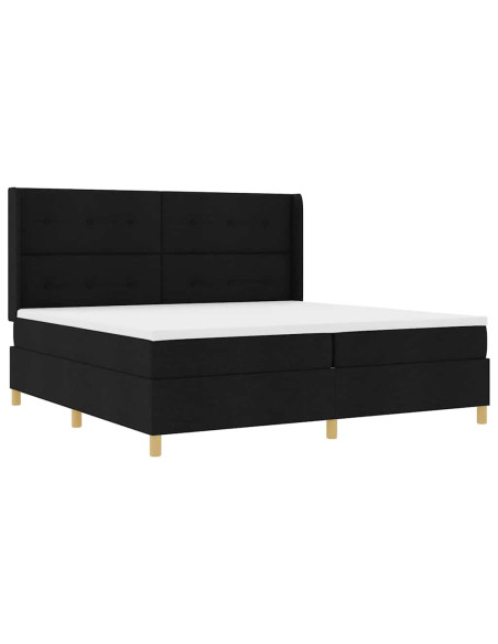 Letto a molle con strisce LED Nero 200 x 200 cm Tessuto