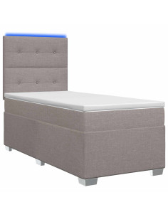 Letto box spring con materasso Tortora 100 x 200 cm Tessuto