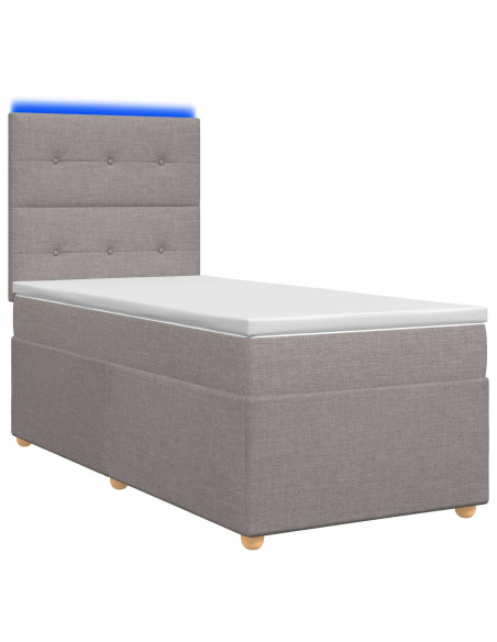 Letto box spring con materasso Tortora 100 x 200 cm Tessuto