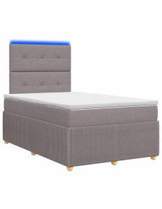Letto Box Spring LED con Materasso Tortora 120 x 190 cm Tessuto