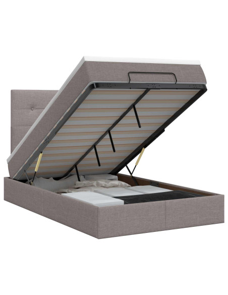 Letto ottomano con materasso Tortora 120 x 190 cm Tessuto
