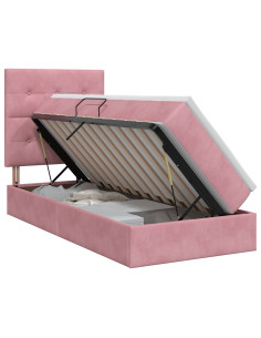 Letto con contenitore e materasso Rosa 90 x 190 cm Velluto