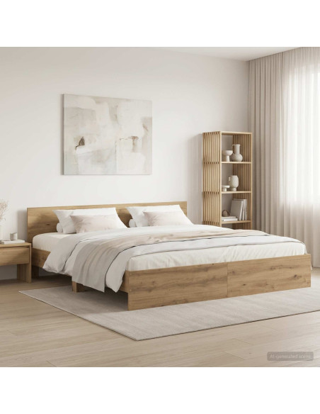 Struttura letto con testata Rovere Artigianale 200 x 200 cm
