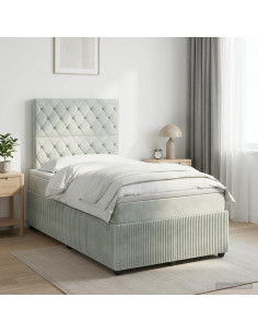 Letto box spring con materasso Grigio Chiaro 120 x 200 cm