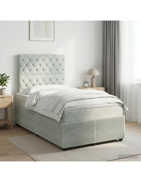 Letto box spring con materasso Grigio Chiaro 120 x 200 cm