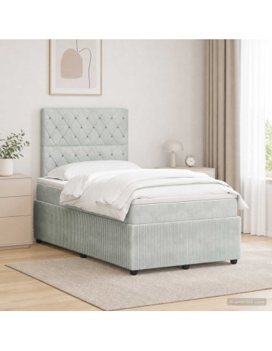 Letto Box Spring LED con Materasso Grigio Chiaro 120 x 200 cm