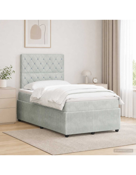 Letto Box Spring LED con Materasso Grigio Chiaro 120 x 200 cm