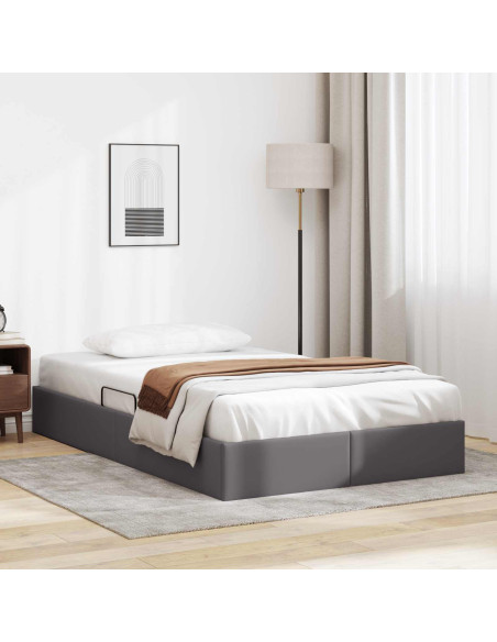 Letto ottomano Grigio 120 x 190 cm Pelle Sintetica